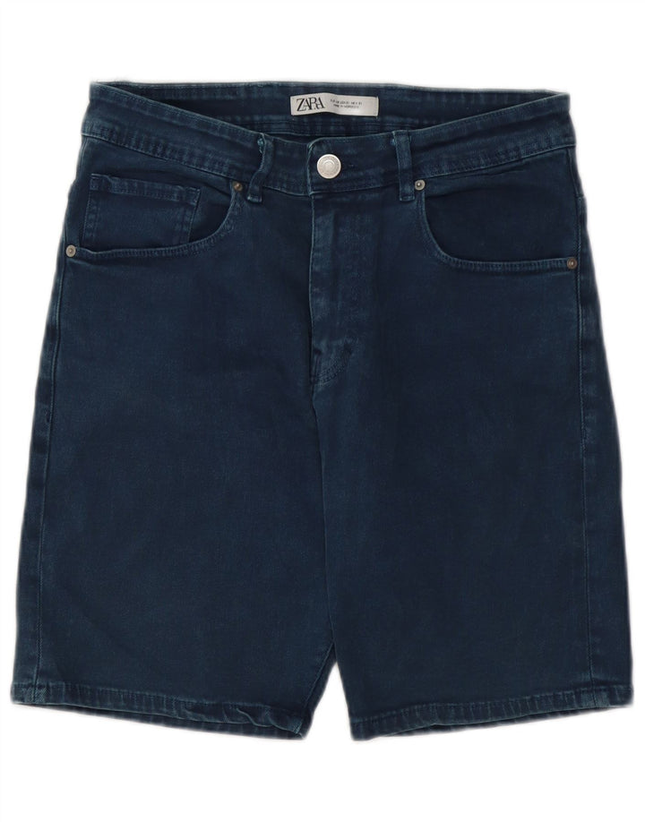 Zara Pantalones cortos de mezclilla para hombre EU 40 Medium W31 Azul marino Algodón