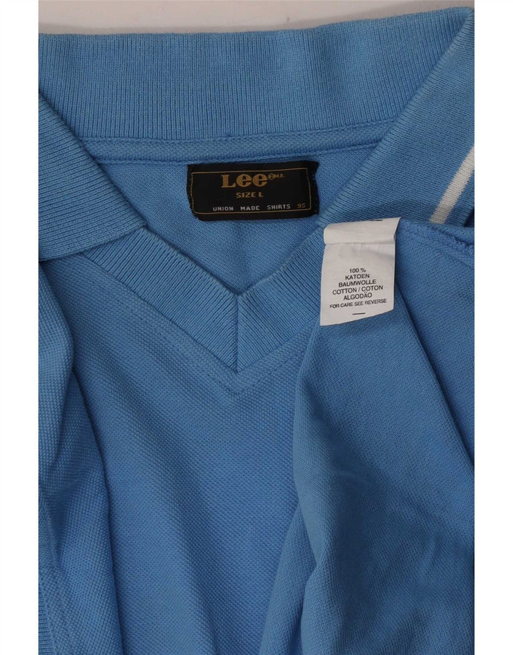 Polo Lee para hombre de algodón azul grande