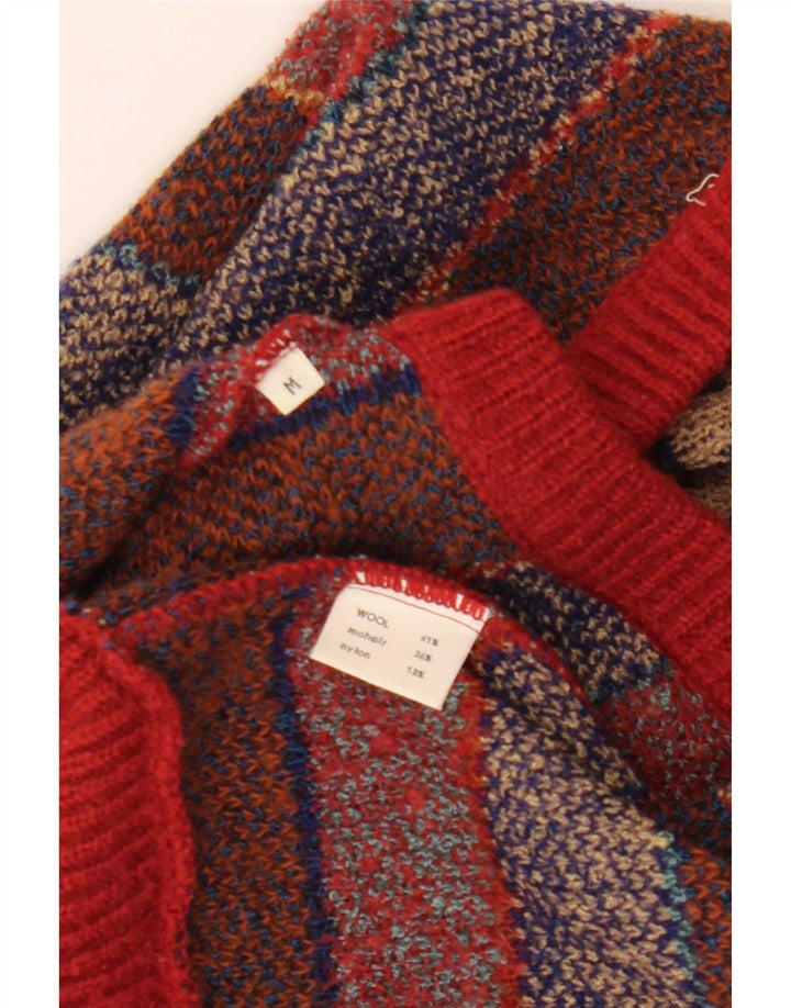 Vintage hombres chaleco tanque top medio multicolor lana geométrica