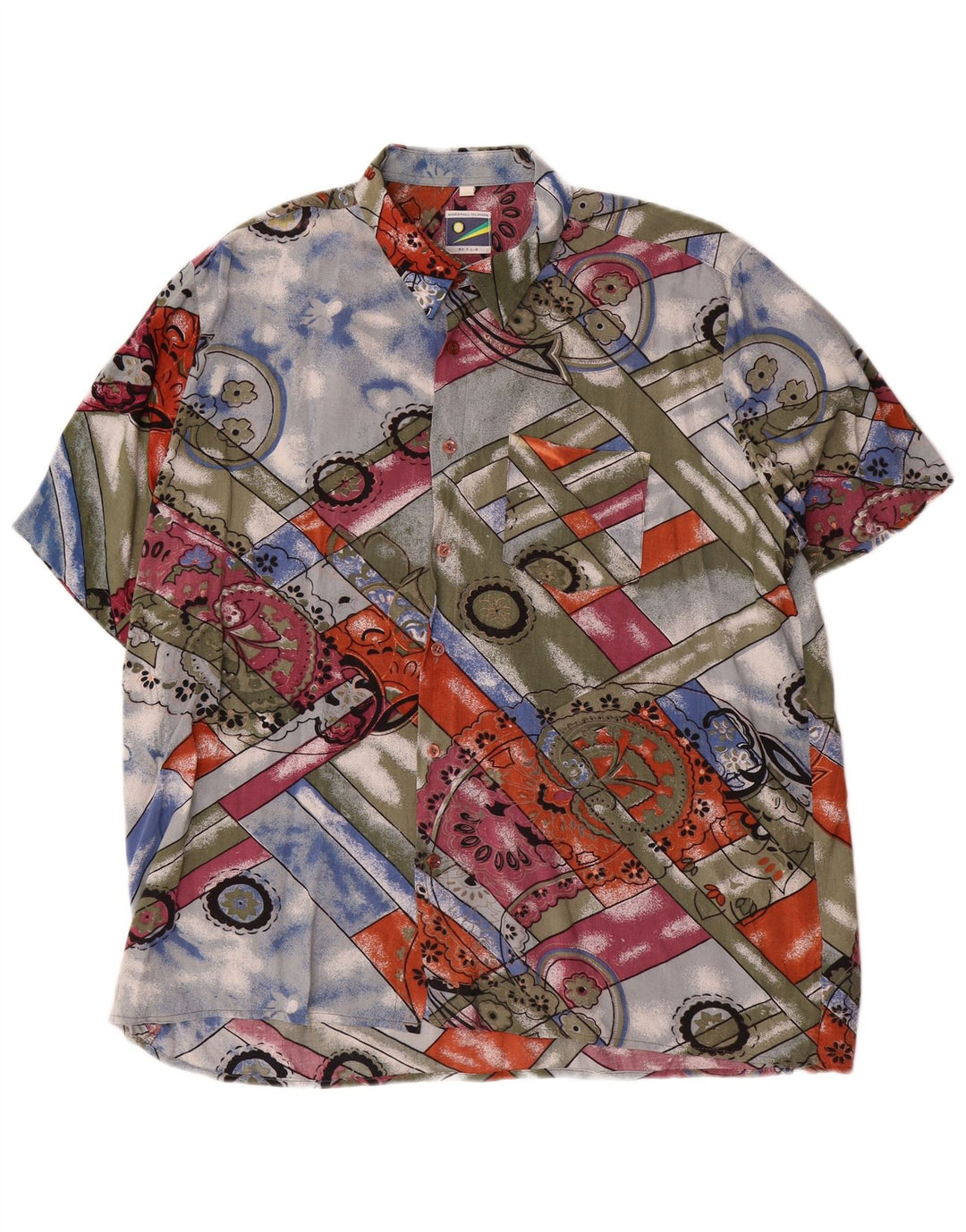 Camisa vintage de manga corta para hombre grande multicolor Paisley