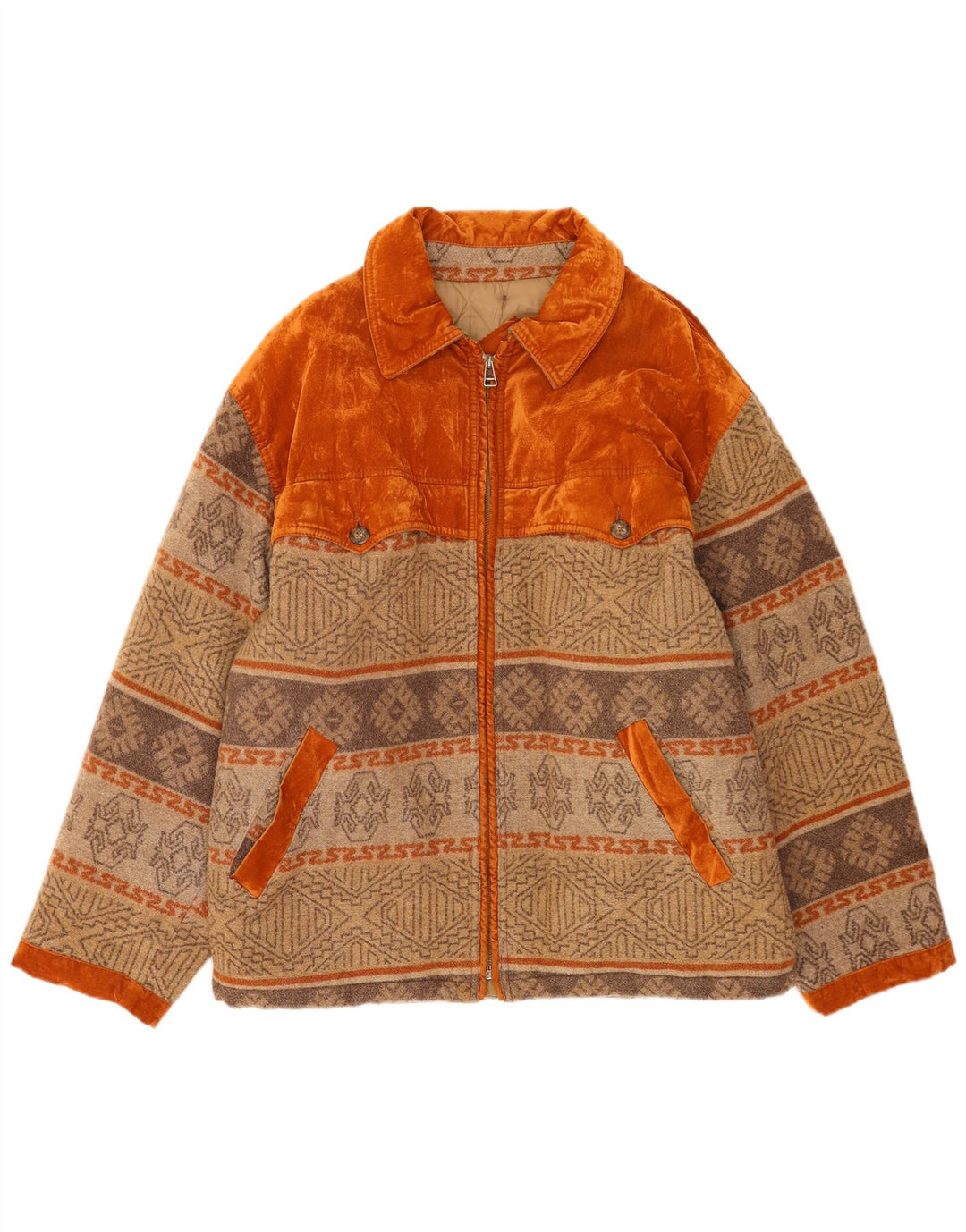 Polbot Chaqueta Bomber para Hombre UK 42 XL Lana Geométrica Beige