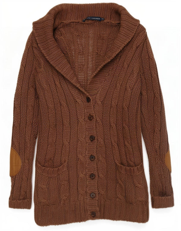 Ralph Lauren - Cárdigan largo de gran tamaño para mujer, talla 6, XS, lino marrón