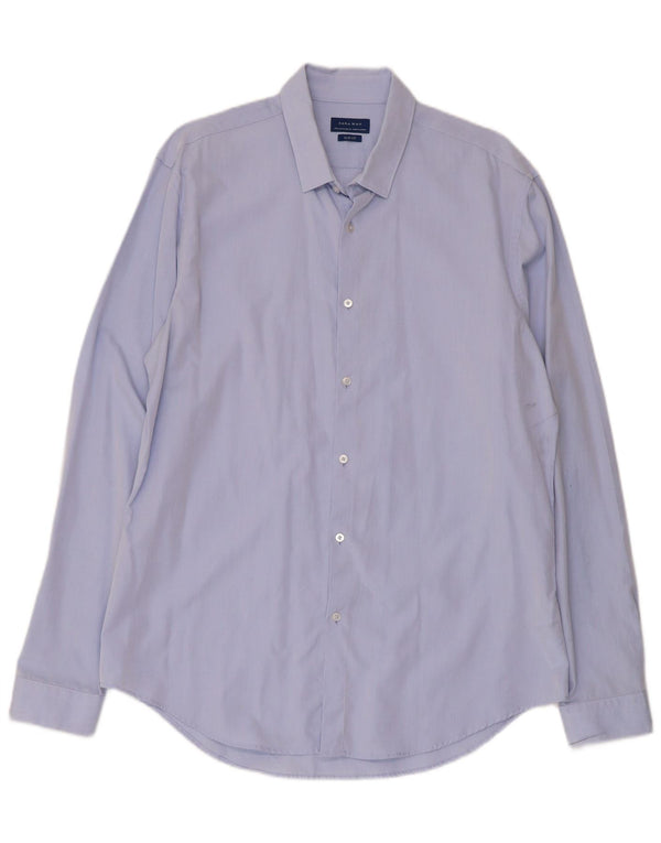 Zara Hombre Camisa Slim Fit XL Azul Algodón