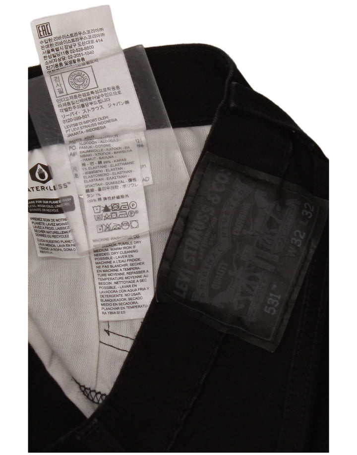 LEVI'S Mens 531 Slim Jeans W32 L32 Algodón Negro