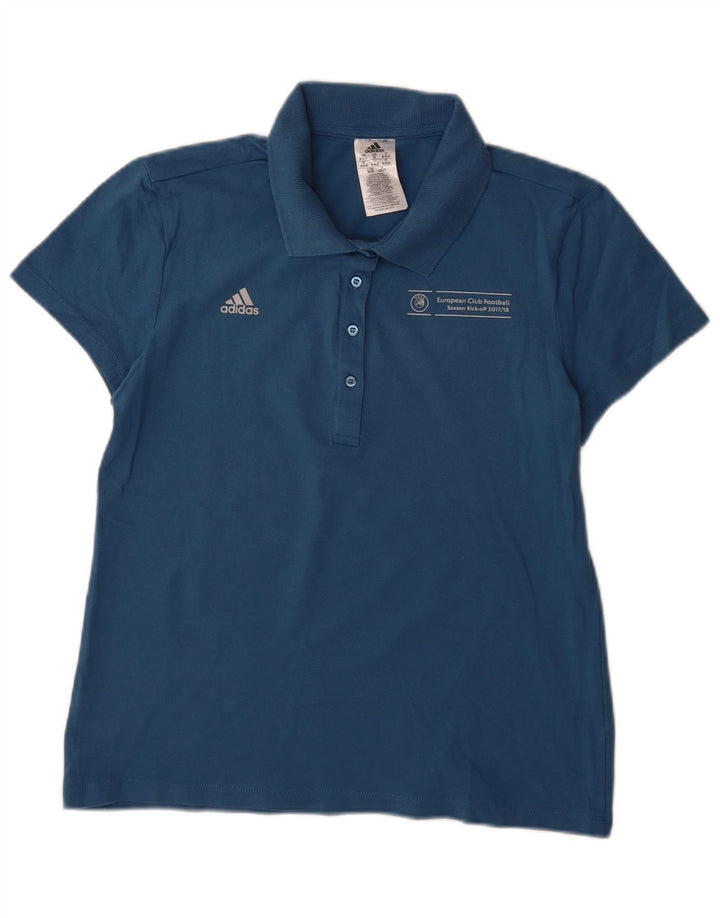 Polo ADIDAS UEFA Champions League para mujer Reino Unido 12/14 Algodón azul medio