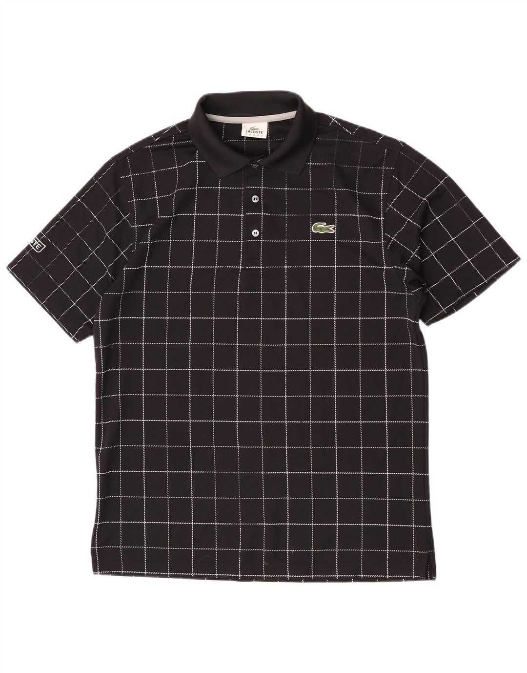 Polo Lacoste para hombre talla 4 mediano negro a cuadros poliéster