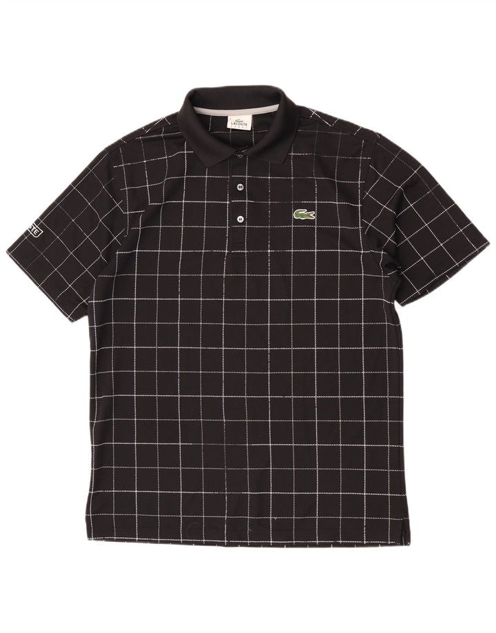 Polo Lacoste para hombre talla 4 mediano negro a cuadros poliéster
