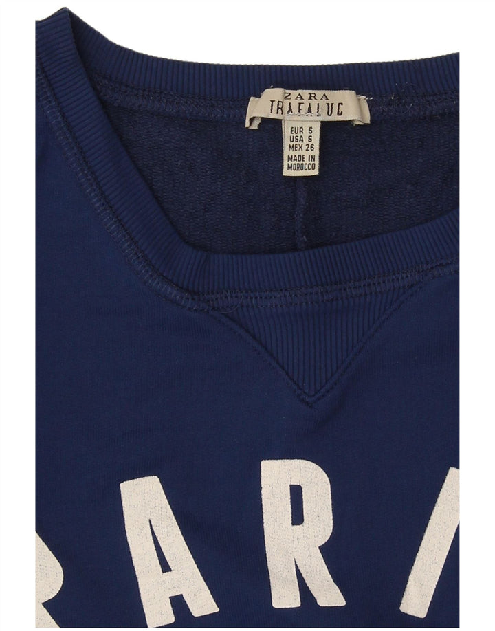 Zara Mujer Paris Graphic Sudadera Oversize Jersey UK 10 Small Azul