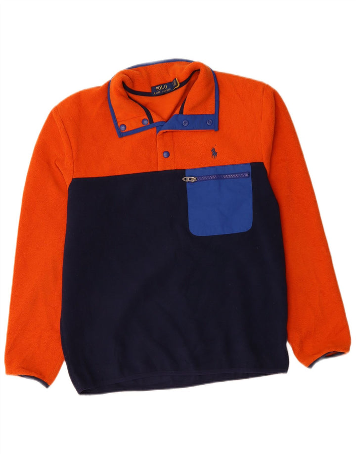 POLO RALPH LAUREN Jersey de forro polar con cuello y botones para hombre pequeño color naranja
