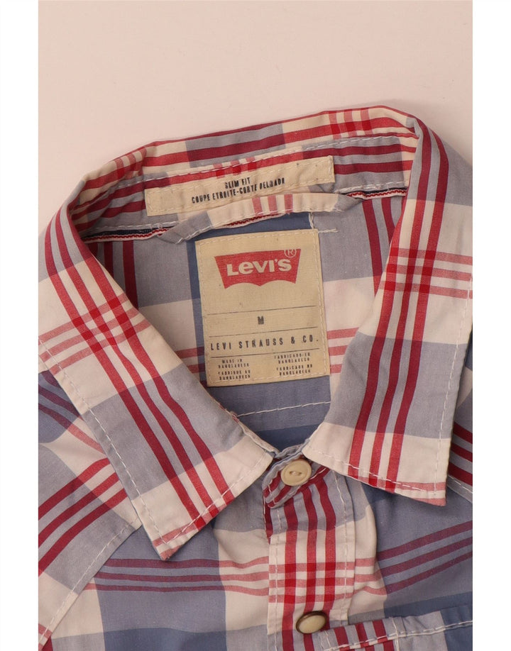 Levi's Camisa Slim Fit De Manga Corta De Algodón A Cuadros Azul Medio