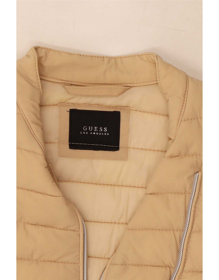 Chaqueta acolchada Guess para mujer UK 4 XS Beige Poliuretano