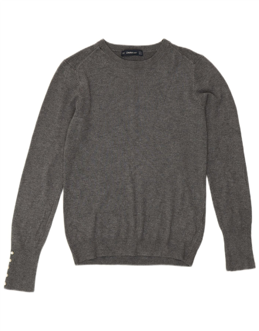 Zara - Jersey de cuello redondo para mujer, talla 40, viscosa gris medio