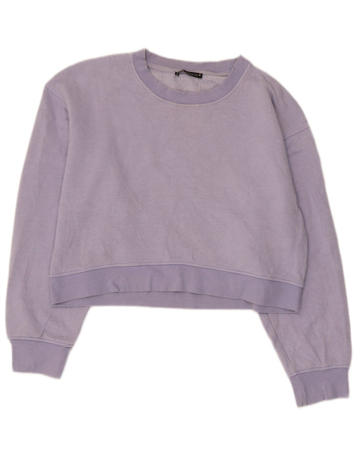 Zara Mujer Crop Sudadera Jumper UK 44 Mediano Púrpura
