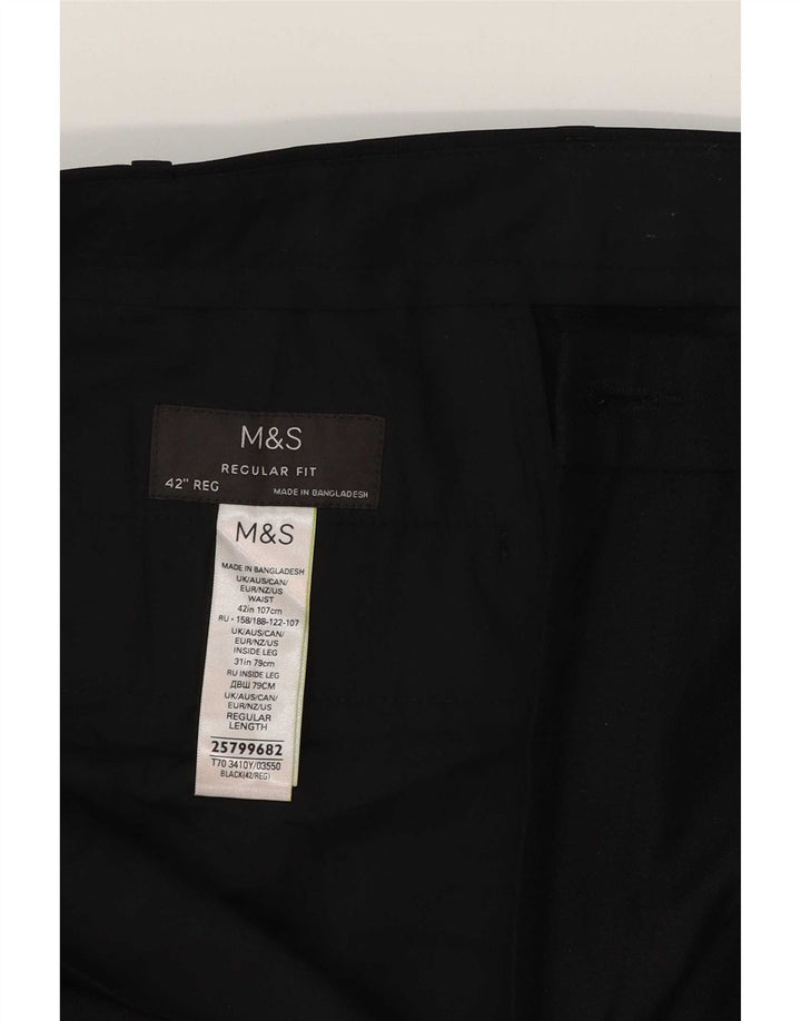 Marks & Spencer Pantalones casuales de corte regular para hombre W42 L31 Poliéster negro