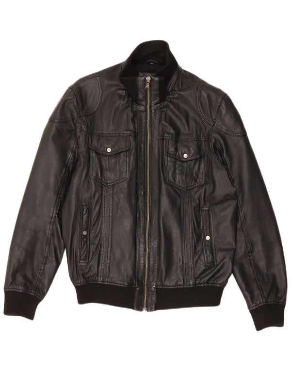 Vintage chaqueta de cuero para hombre Reino Unido 40 cuero negro grande