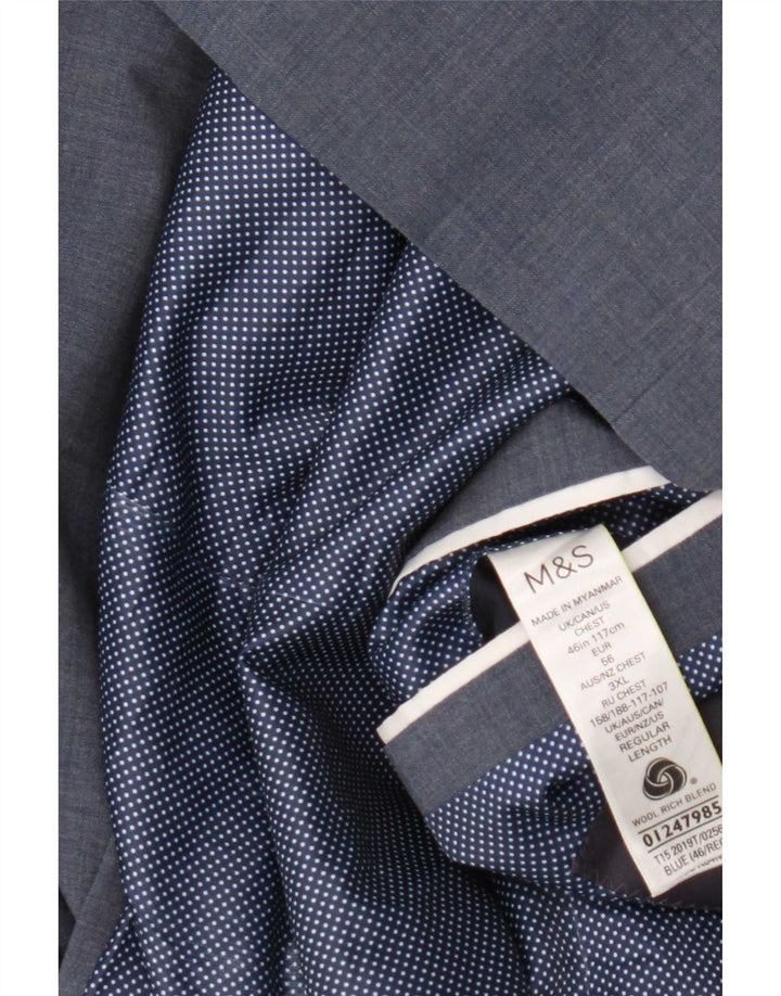 Marks & Spencer Chaqueta tipo blazer de 2 botones para hombre UK 46 3XL Lana azul
