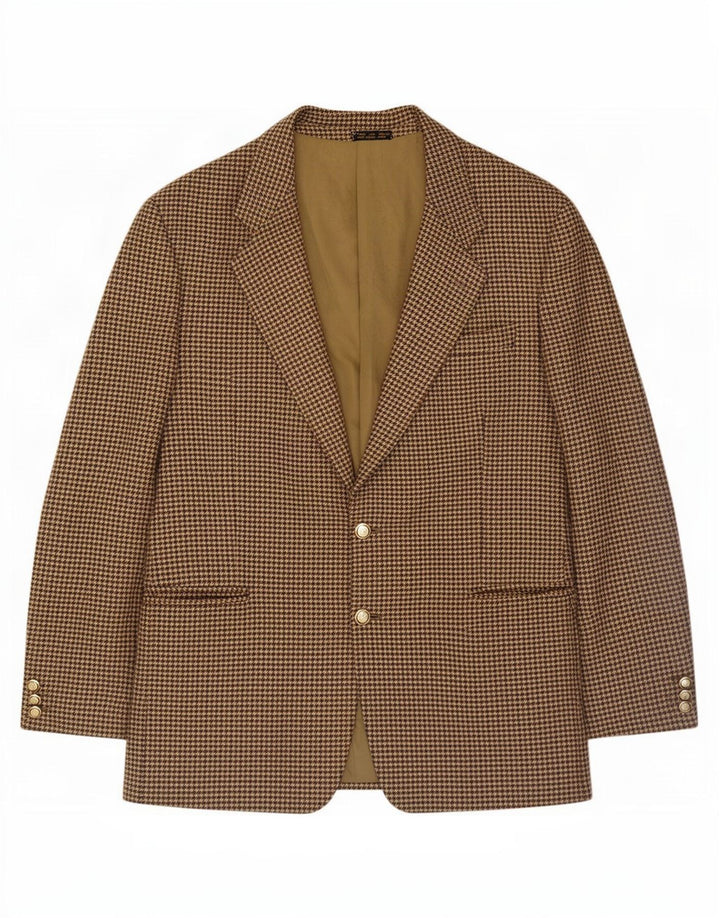 Enrico Coveri Chaqueta tipo blazer de 2 botones para hombre UK 40 Large Brown Houndstooth