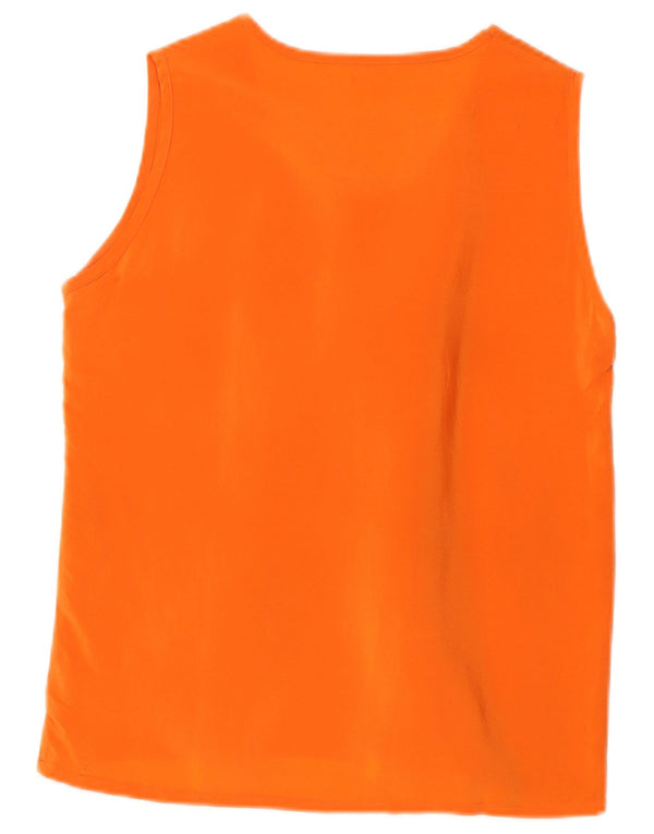 Vintage mujer chaleco top Reino Unido 10 pequeña seda naranja