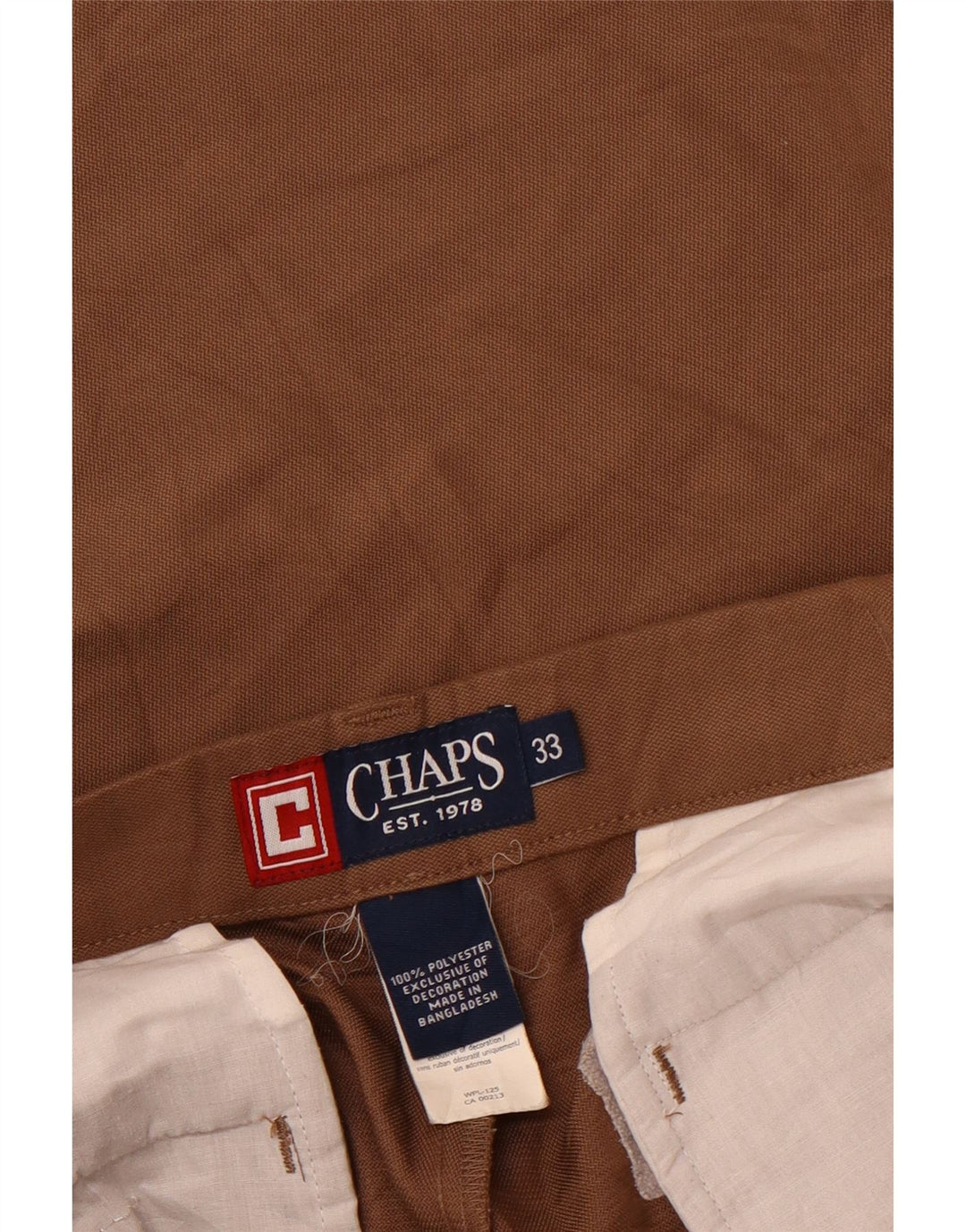 CHAPS Pantalones cortos chinos para hombre W33 Poliéster marrón medio