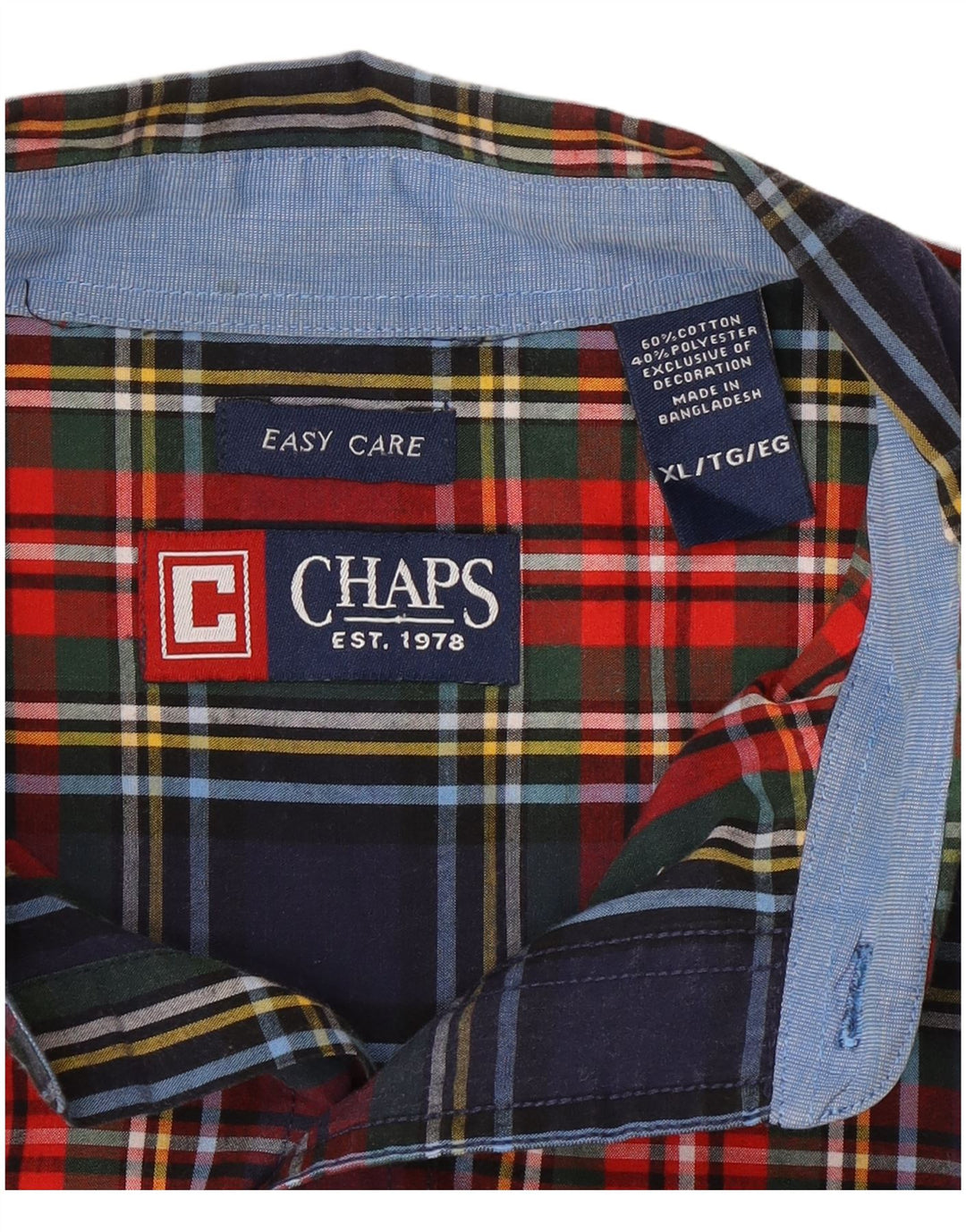Chaps Camisa de fácil cuidado para hombre XL Algodón a cuadros multicolor