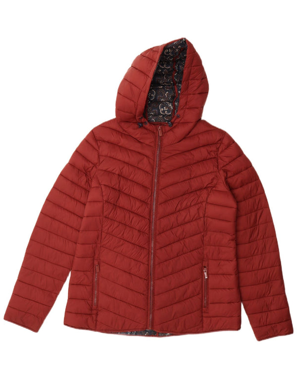 Chaqueta acolchada con capucha para mujer Fat Face UK 44 Large Nylon burdeos