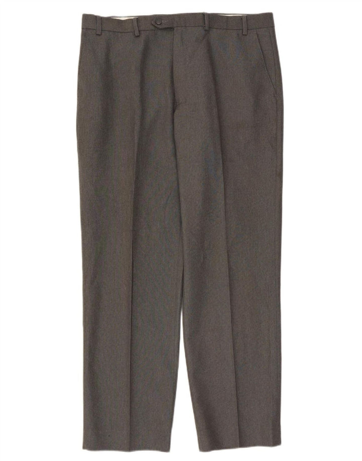 Marks & Spencer Pantalón de traje recto para hombre W38 L33 Poliéster gris