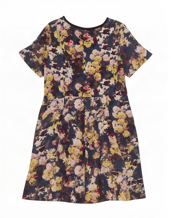 Monsoon Vestido acampanado para mujer ES 40 XL Algodón floral azul