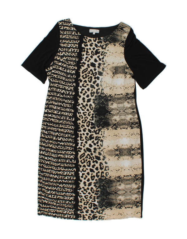PER UNA Vestido tubo para mujer UK 40 2XL Pelo de camello con estampado animal negro