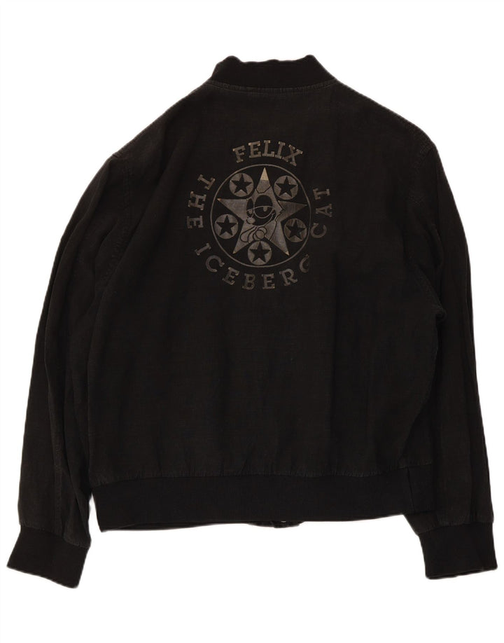 Chaqueta bomber con estampado Iceberg para hombre IT 48 Lino negro mediano