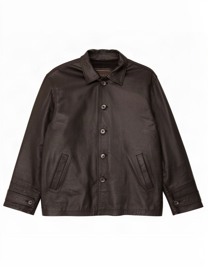 Vintage hombres chaqueta de cuero Reino Unido 40 grande negro