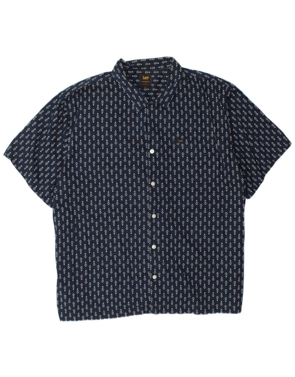 Lee - Camisa de manga corta para hombre, ajuste relajado, talla 2XL, algodón floral azul marino