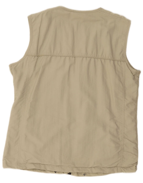 Vintage Hombres Utility Gilet Reino Unido 40/42 Poliéster Beige Medio