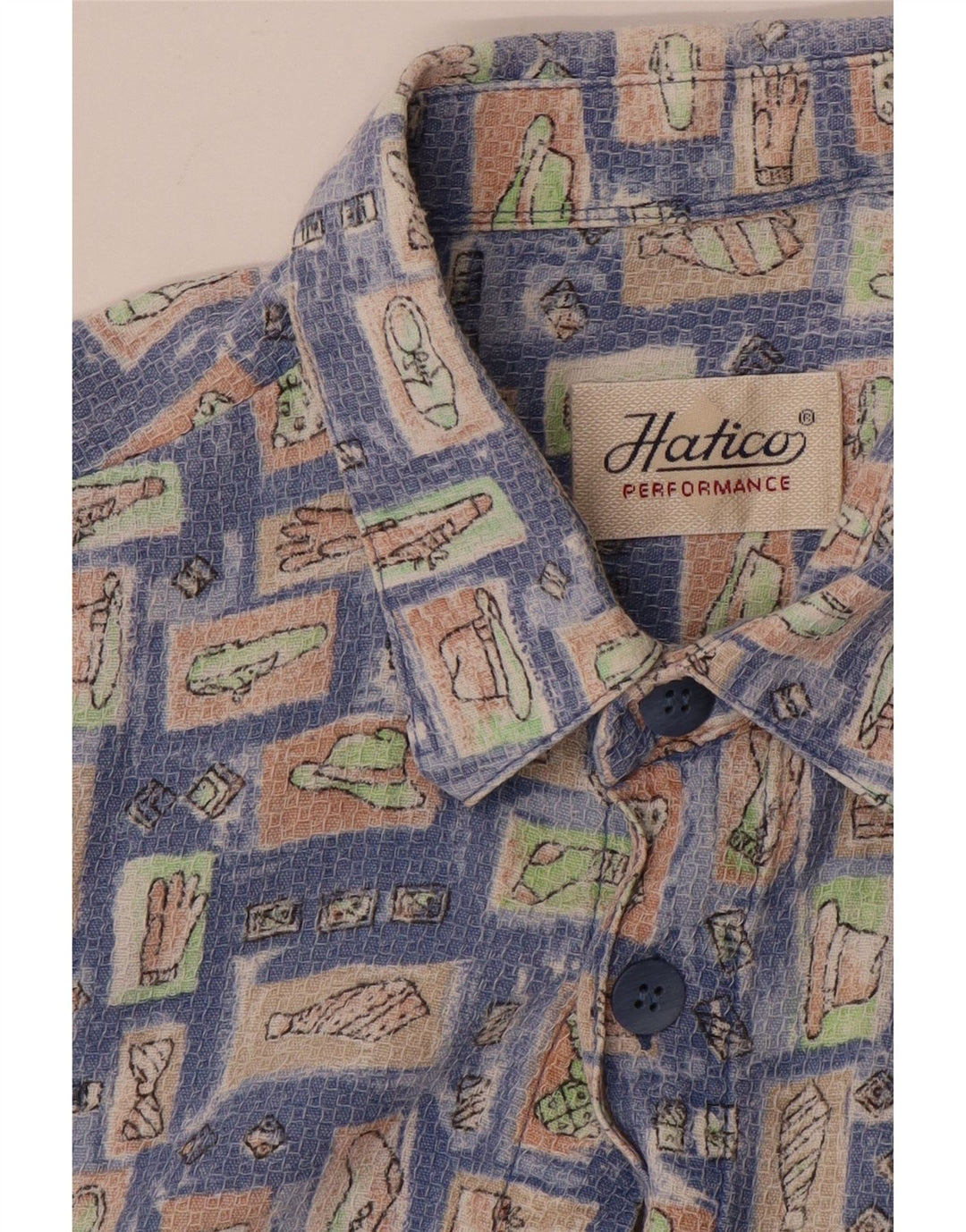 HATICO Camisa de manga corta para hombre grande azul geométrico