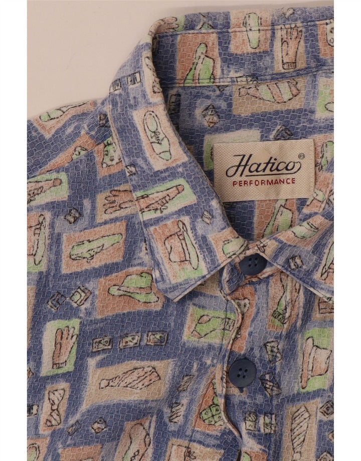 HATICO Camisa de manga corta para hombre grande azul geométrico