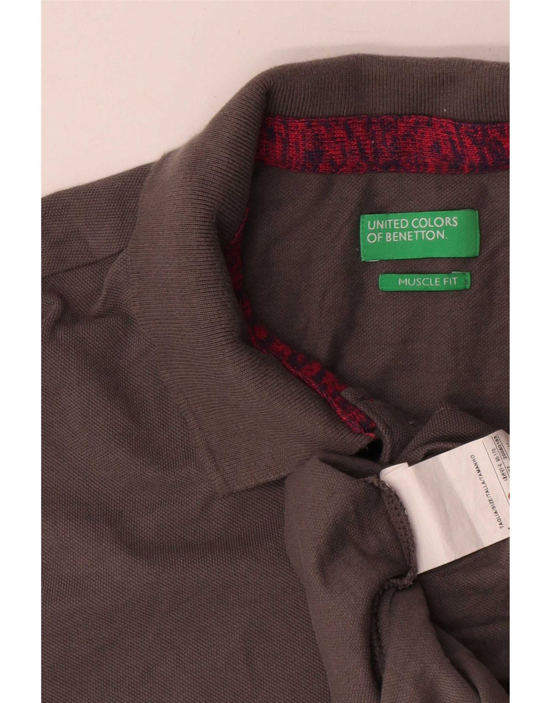 Benetton Polo Ajustado De Algodón Gris Medio Hombre