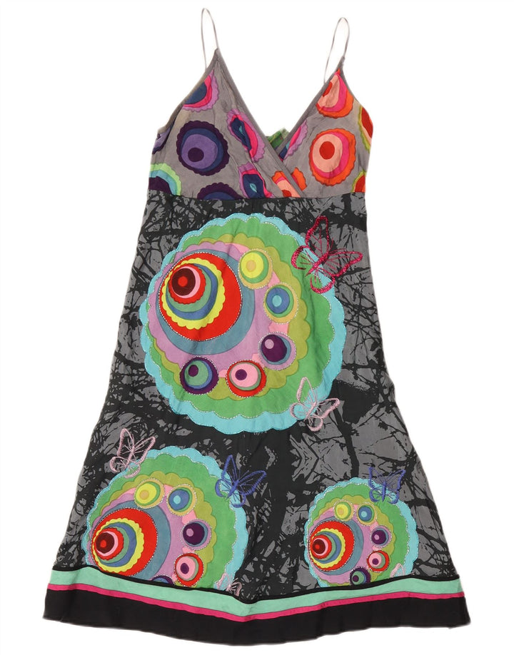 Desigual Vestido lencero gráfico para mujer EU 36 Pequeño multicolor geométrico