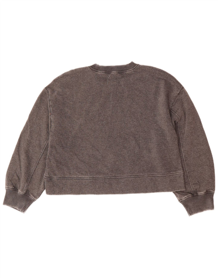 Zara Mujer Crop Oversize Sudadera Jumper UK 10 Small Gris Algodón