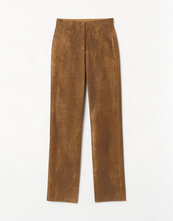 Vintage mujer cintura alta pantalones casuales IT 42 Medio W26 L31 Marrón