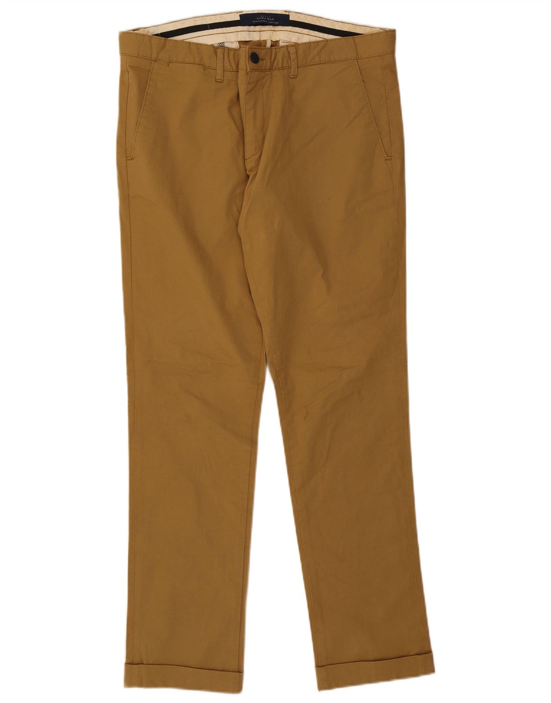 ZARA Pantalón chino recto para hombre EU 44 Large W34 L32 Beige