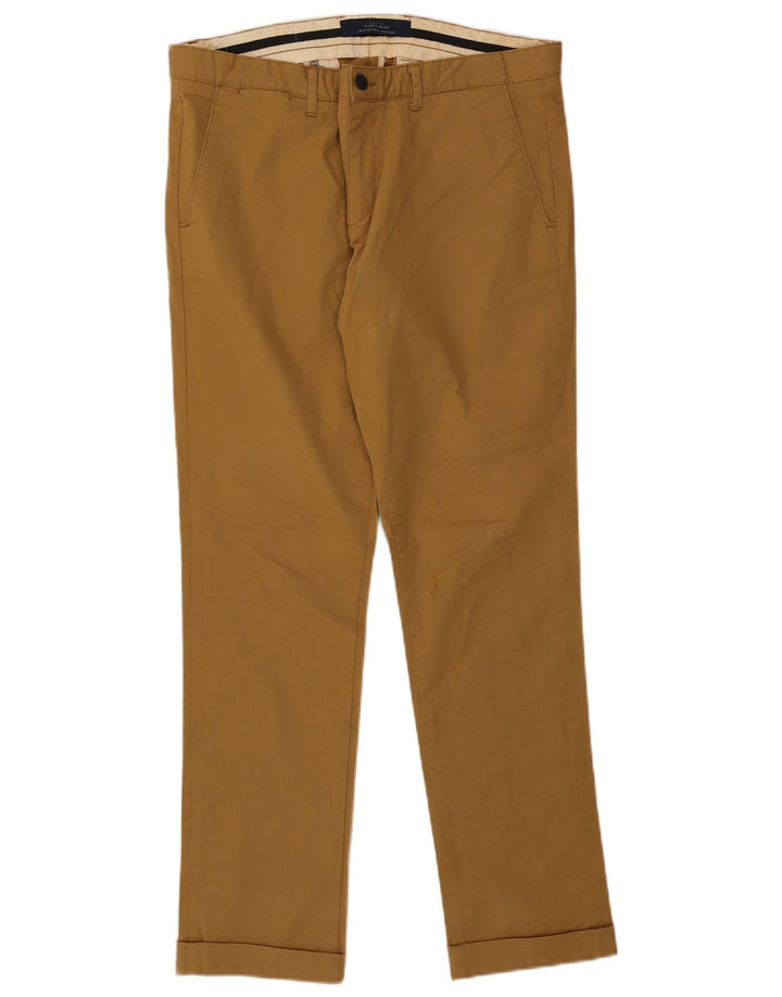 ZARA Pantalón chino recto para hombre EU 44 Large W34 L32 Beige