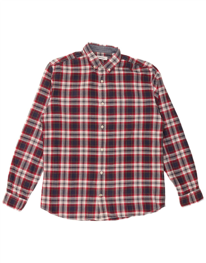 JACK & JONES Camisa Hombre Medium Azul Marino Cuadros Algodón