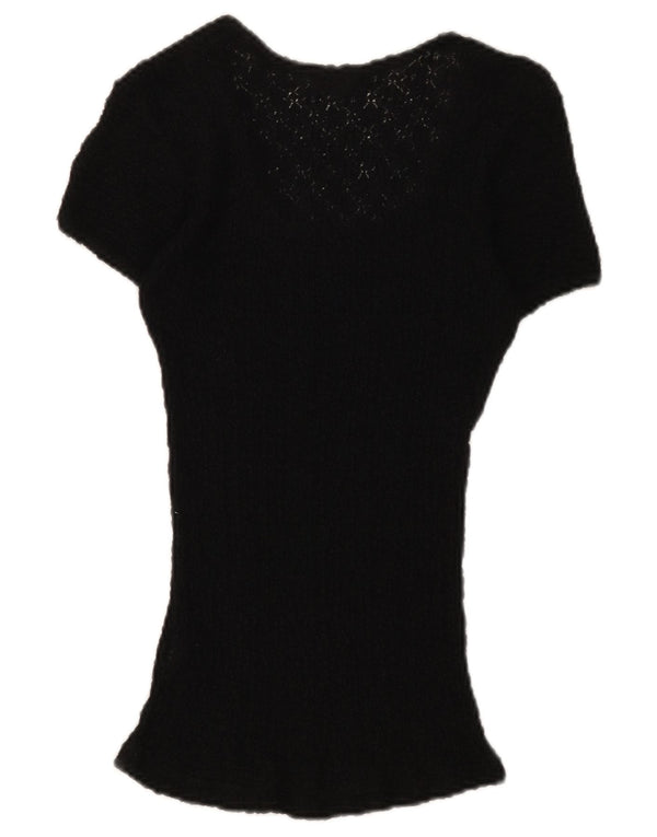 Guess Blusa de encaje para mujer Top UK 12 Medium Black Floral