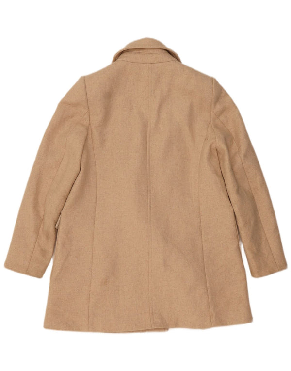 Zara Mujer Abrigo De Doble Botonadura UK 10 Small Beige Herringbone Wool