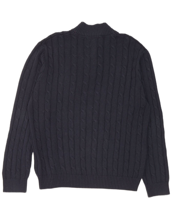Crew Clothing - Jersey para hombre con cuello y cremallera, talla 2XL, algodón azul marino