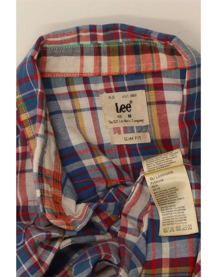Camisa Lee De Manga Corta Slim Fit De Algodón A Cuadros Multicolor Mediano