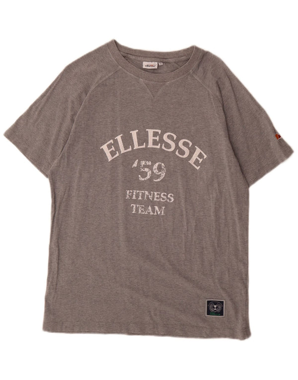 Ellesse Camiseta gráfica para hombre Top grande de algodón moteado gris