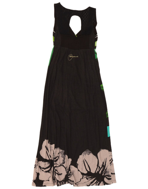 Desigual Vestido largo sin mangas con estampado gráfico para mujer UK 8 Small Black Floral