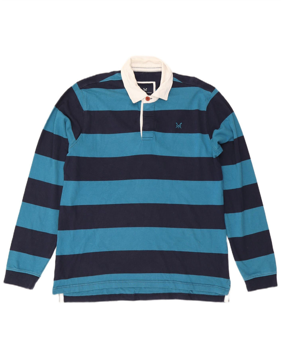 CREW CLOTHING Polo de rugby gráfico para hombre grande azul marino a rayas