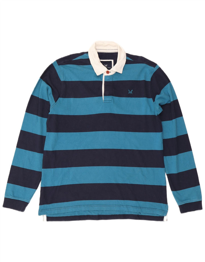 CREW CLOTHING Polo de rugby gráfico para hombre grande azul marino a rayas
