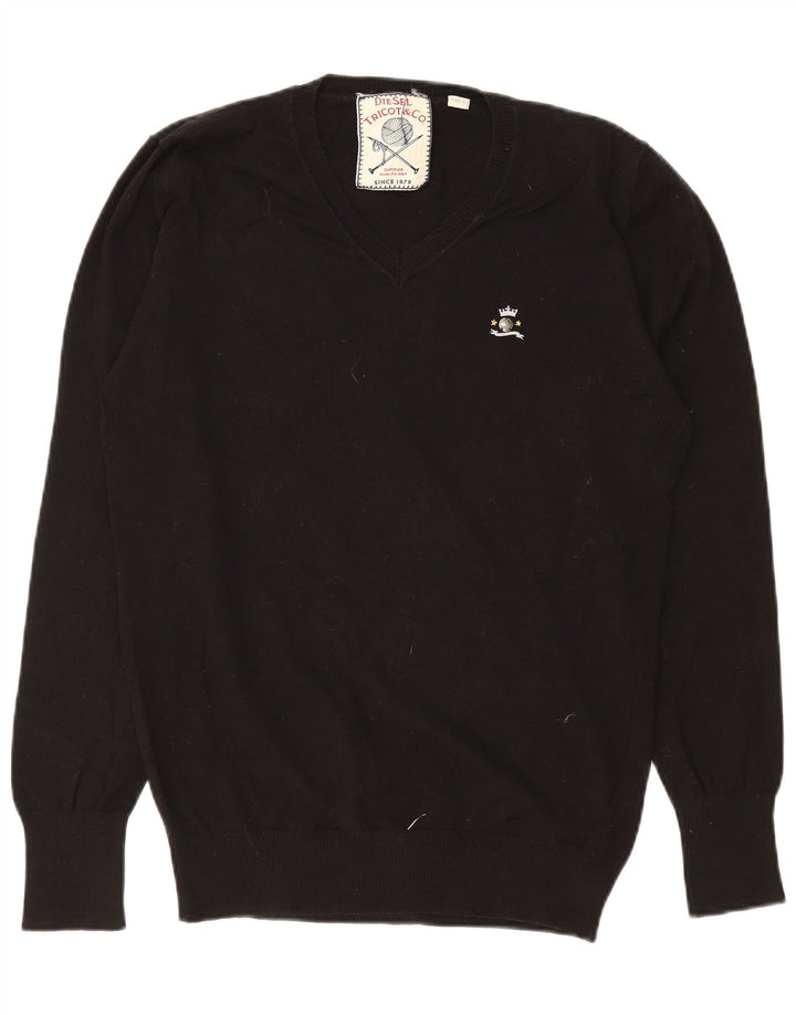 Diesel Hombre Jersey Con Cuello En V Jersey Grande De Algodón Negro